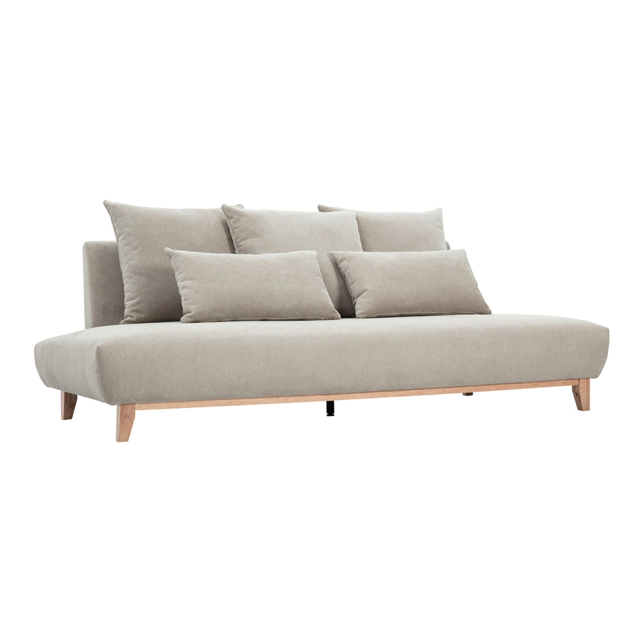 Canapé 3 places en tissu chenille beige et bois clair L201 cm BASTILLE