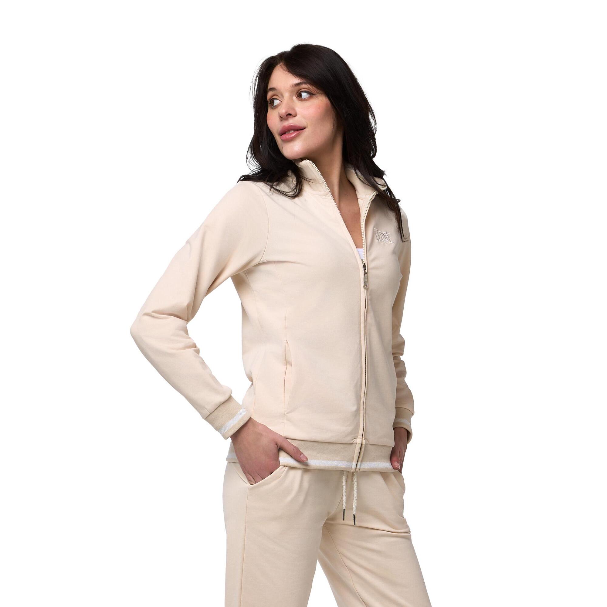 Tuta da donna con felpa con colletto e zip e joggers non felpata Leone Bright