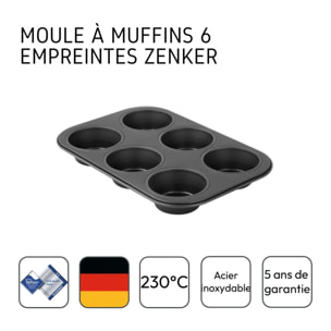 Moule à muffins 6 empreintes 28 x 19 cm Zenker Black Metallic