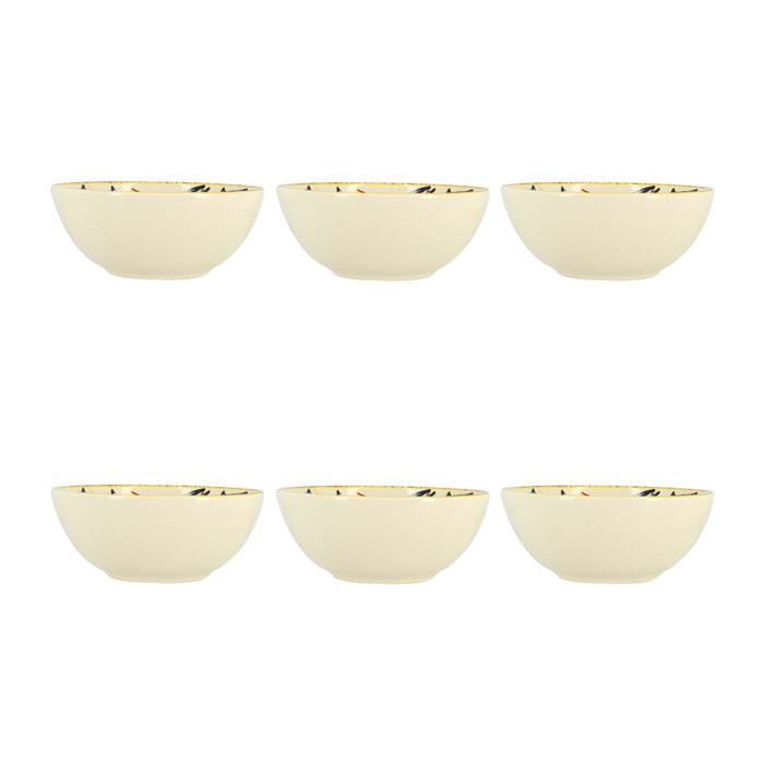 Lot de 6 coupelles 500ml en grès à motif poisson MARIUS