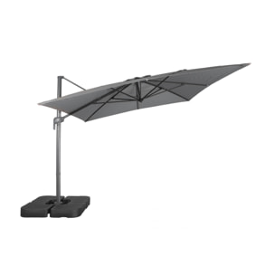 Parasol déporté rectangulaire 3x4m + dalles à lester 50x50cm ANTIBES + DALLES