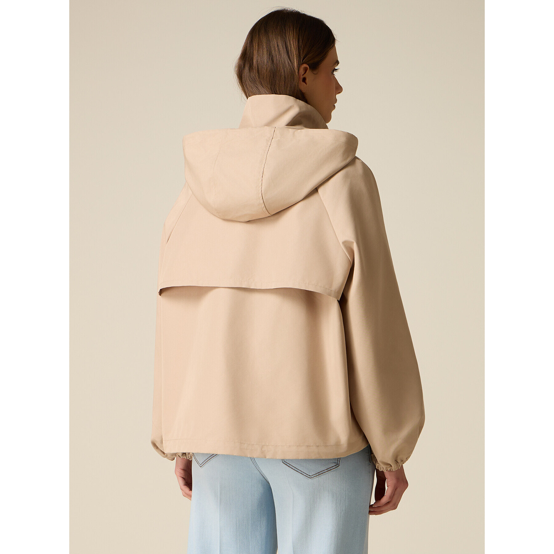 Oltre - Chaqueta parka de mezcla de algodón con capucha - Beige