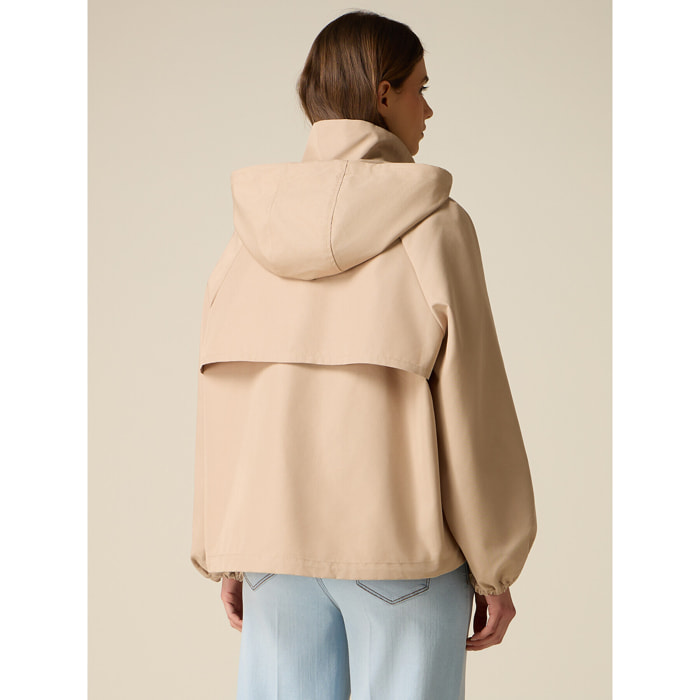 Oltre - Chaqueta parka de mezcla de algodón con capucha - Beige
