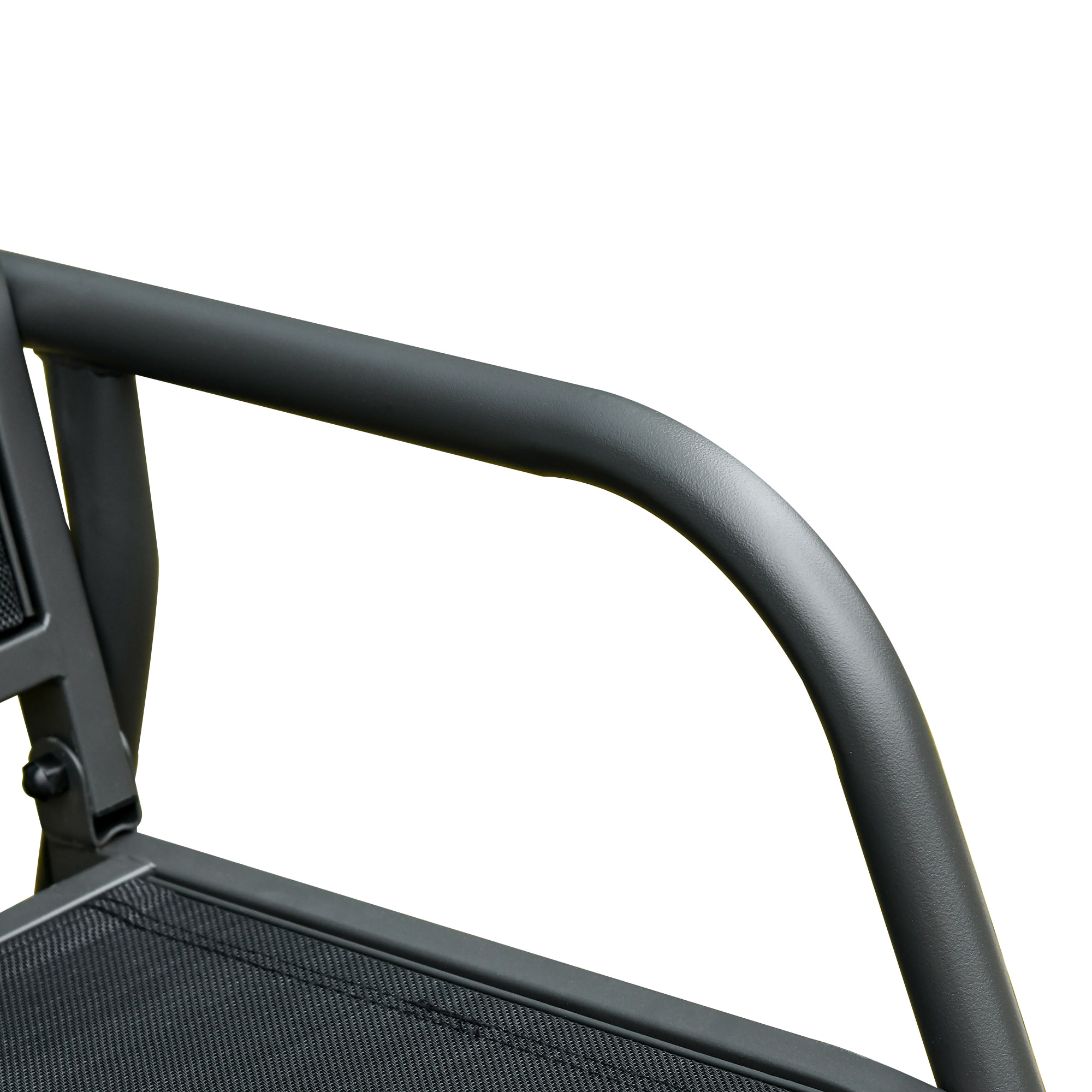 Banco de Jardín Exterior de 3 Plazas Mecedora de Exterior con Reposabrazos Carga 300 kg para Terraza Balcón Patio 147x75x85 cm Negro