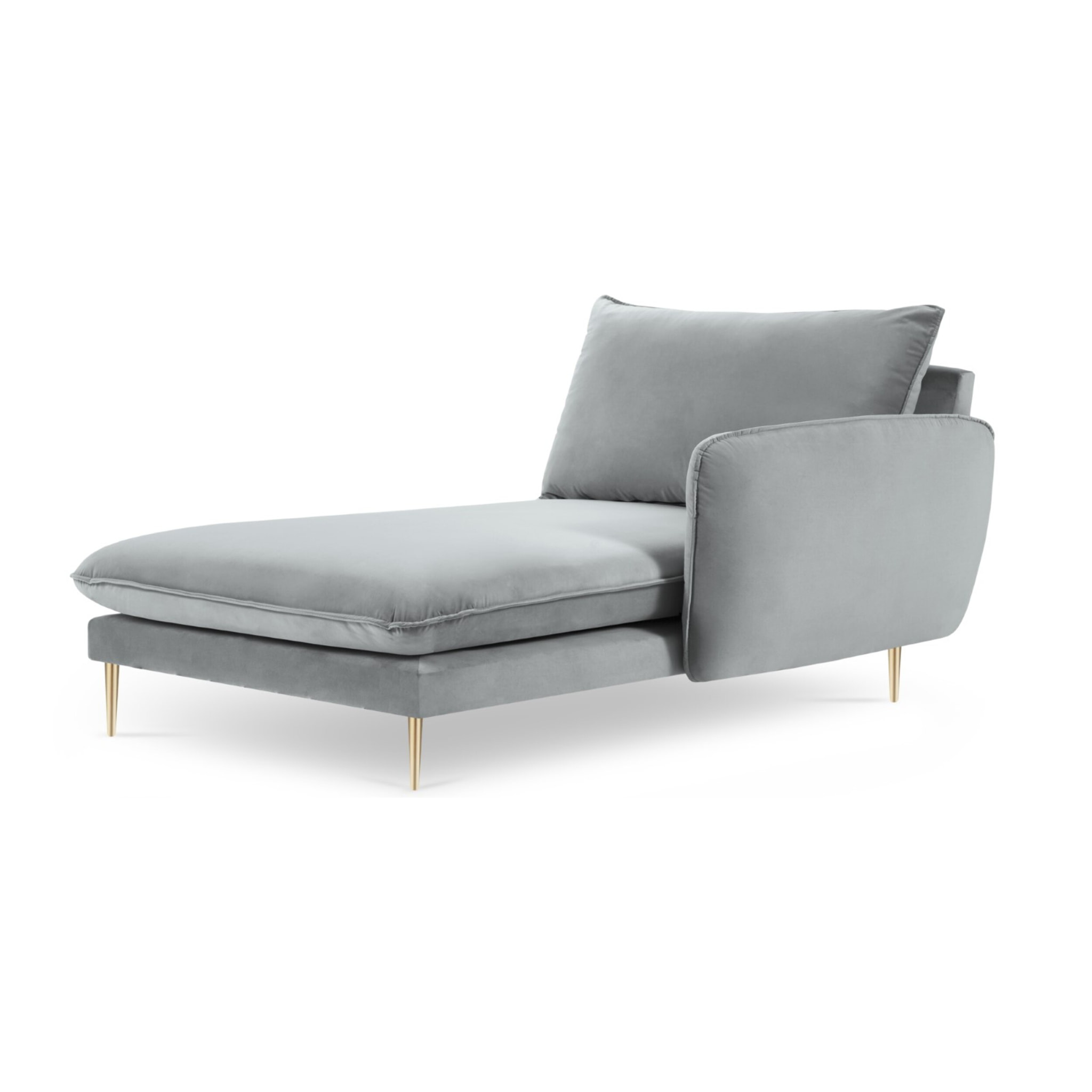 Méridienne droite "Vienna" en velours gris clair