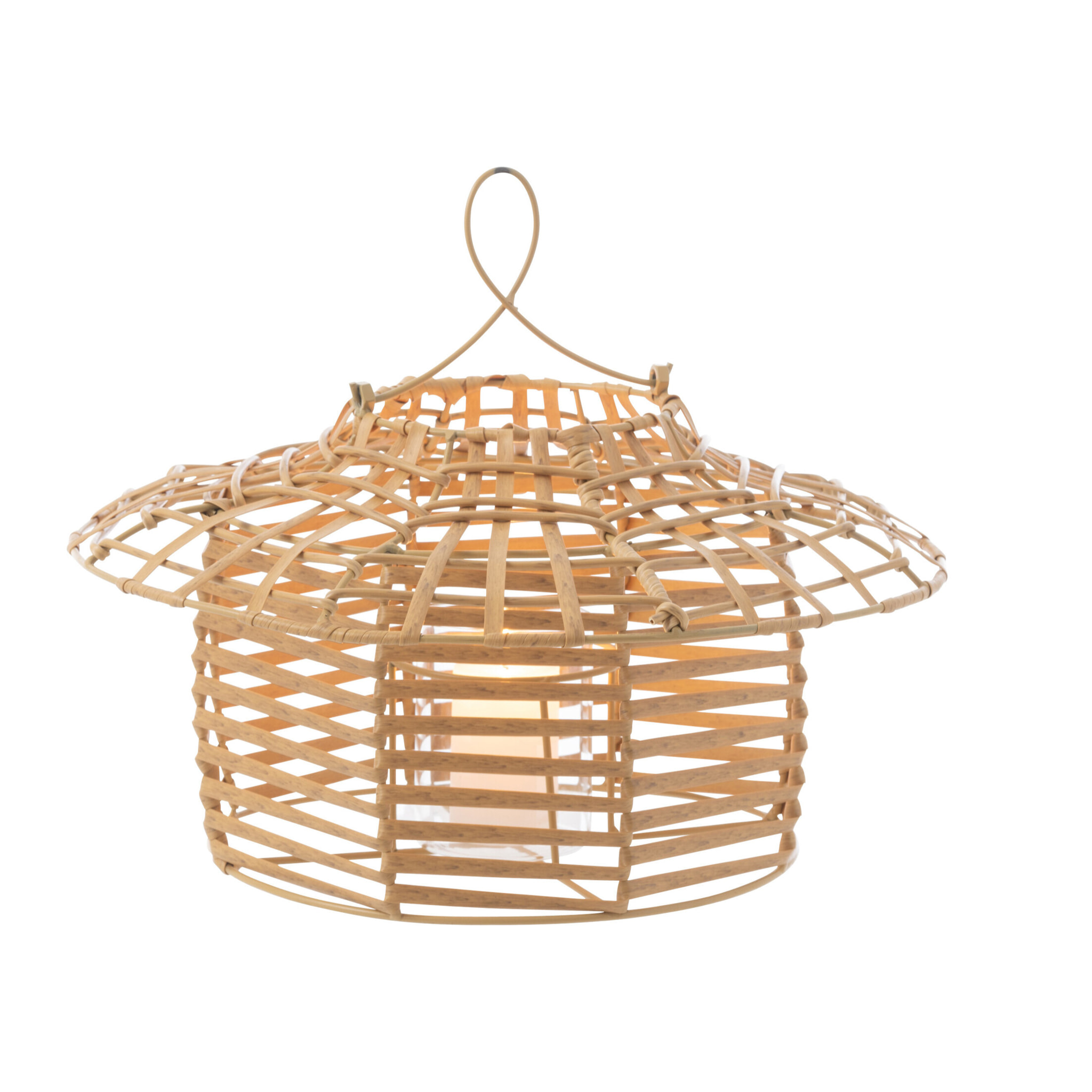 J-Line windlicht Hangend Laag - rotin - naturel