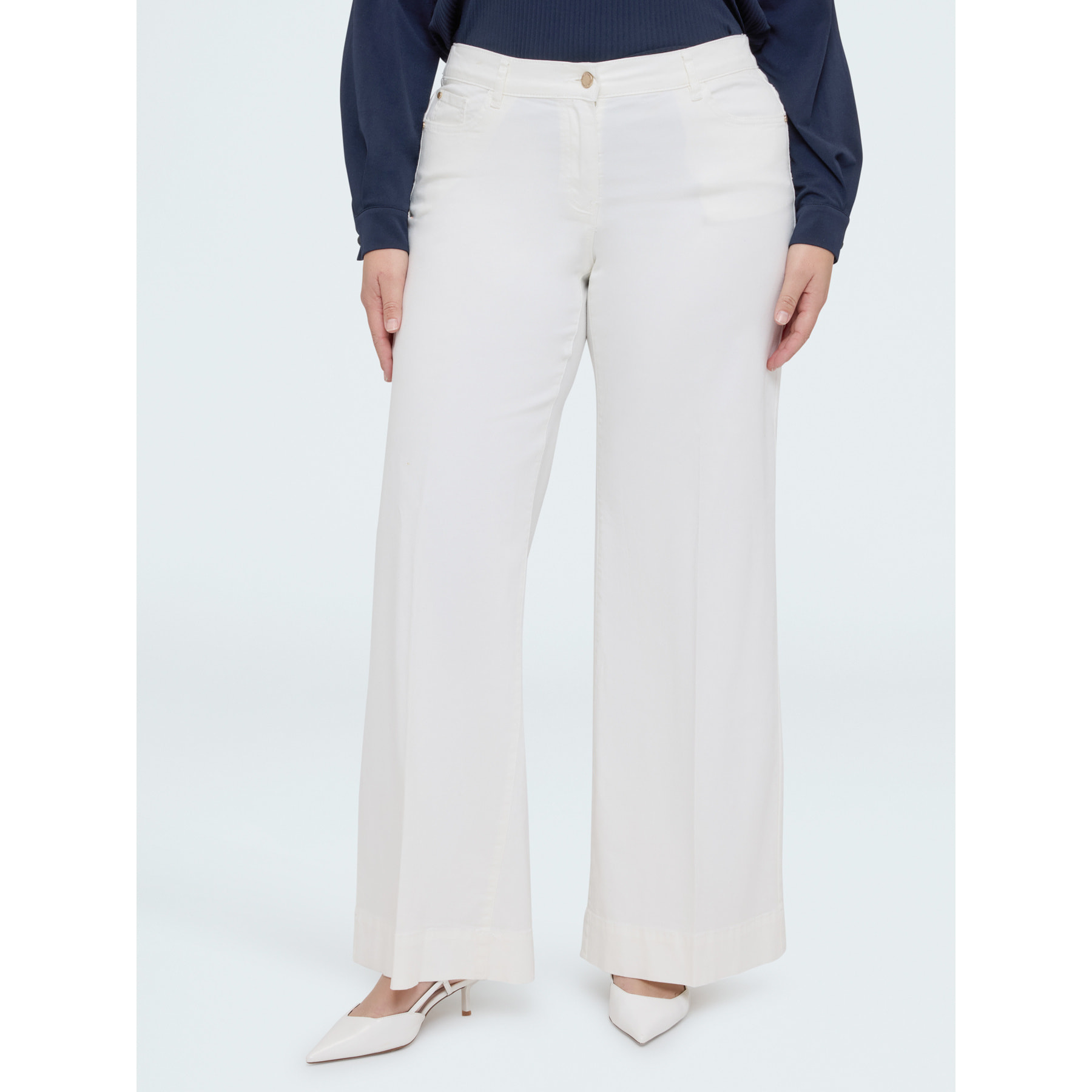 Fiorella Rubino - Pantaloni Wide Leg in cotone - Bianco