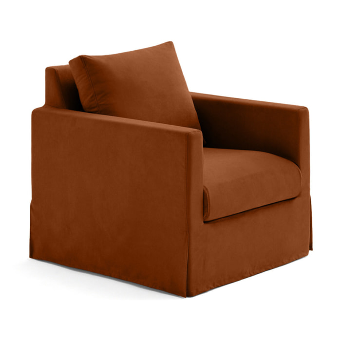 Serena - fauteuil déhoussable en tissu - Rouille