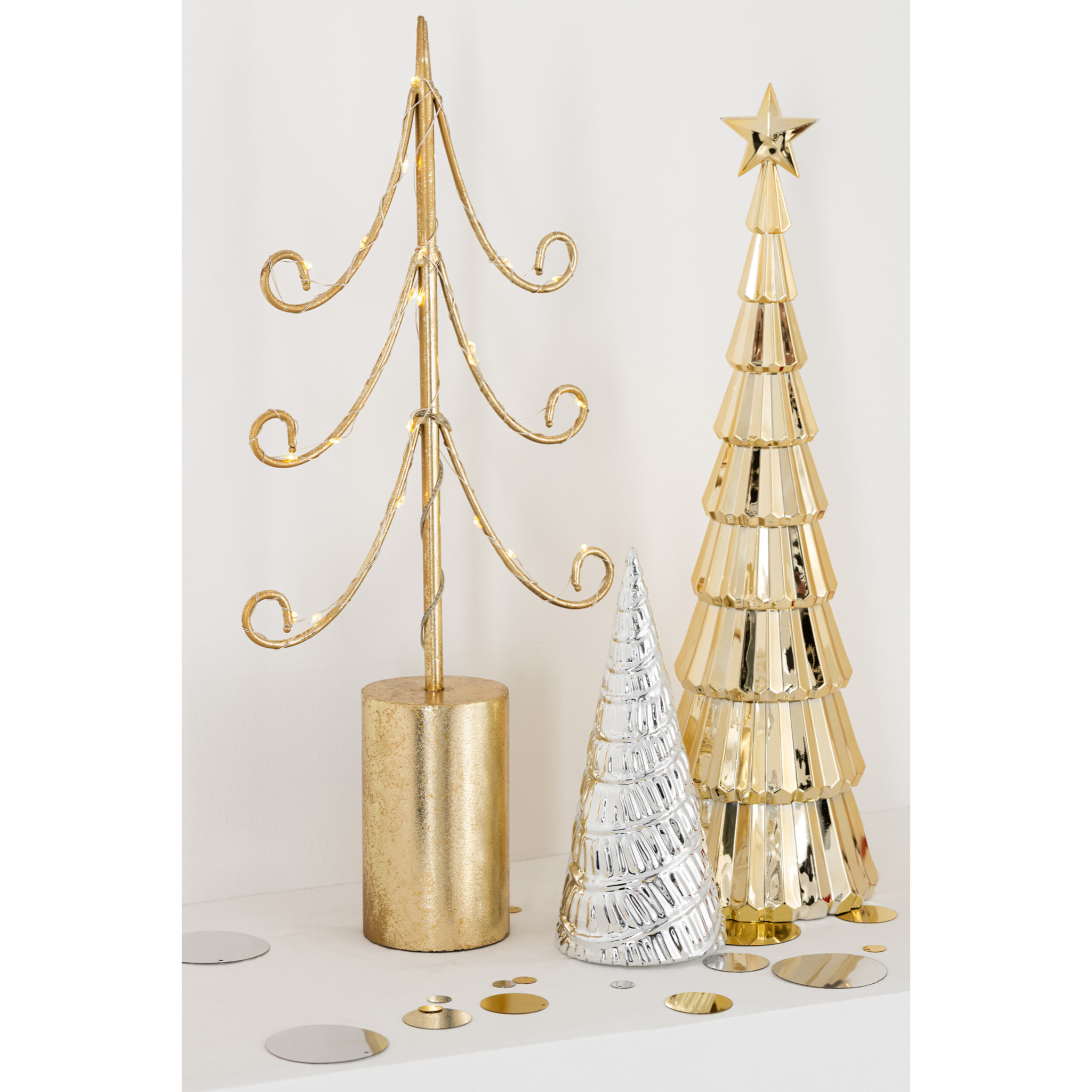 J-Line décoration Arbre - acier - or - small - LED