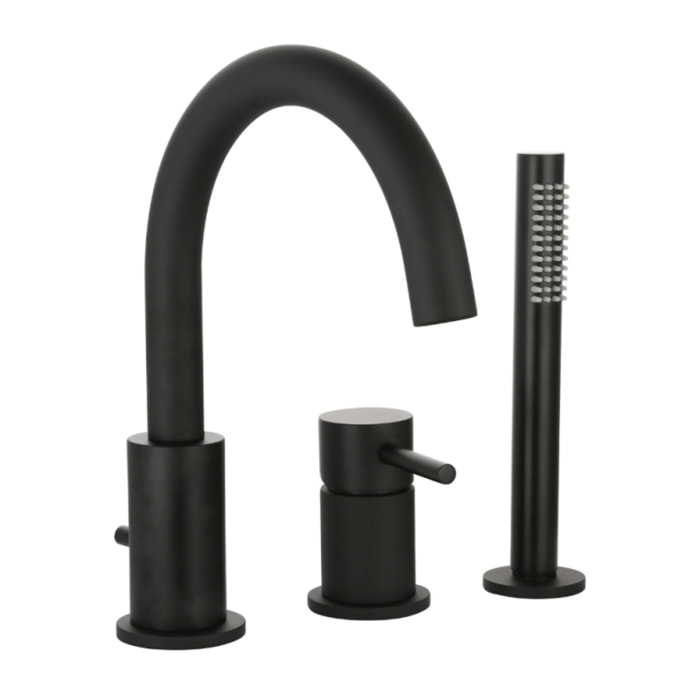 Mitigeur bain douche mécanique 3 trous + douchette 1 jet PAINI Cox noir mat