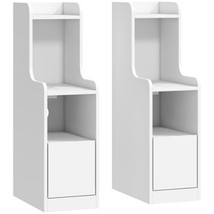 Lot de 2 chevets avec station de charge - tiroir, niches, étagère - blanc