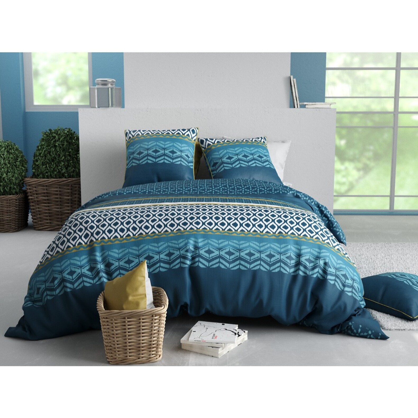 Parure housse de couette microfibre effet pêche TRIBAL