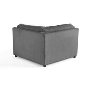 Garance - module d'assise d'angle réversible - en velours côtelé - Gris foncé