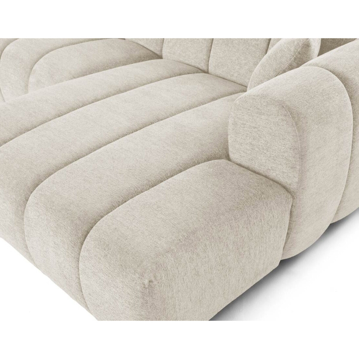 Curtis - canapé d'angle droit 4 places en tissu texturé - Beige
