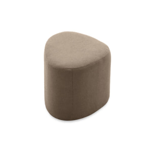 tabouret. pouf en forme de galet en tissu taupe. TAO L 60 x P 44 x H 40cm