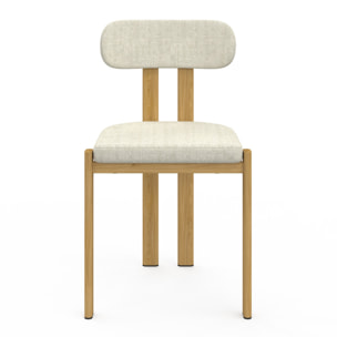 Chaises Elsa en tissu beige et pieds métal - lot de 4