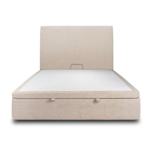Lit avec sommier et tête de lit lisse - Toile nattée au style contemporain - Adapté à tous les matelas, montage rapide - Design épuré - Hauteur Totale : 39 cm
