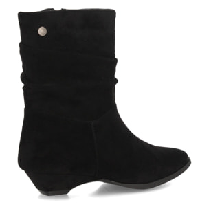 Botines fruncidos de tacón bajo para mujer