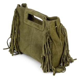 Barbata borsa a tracolla donna. Pelle scamosciata autentica con borchie decorative.