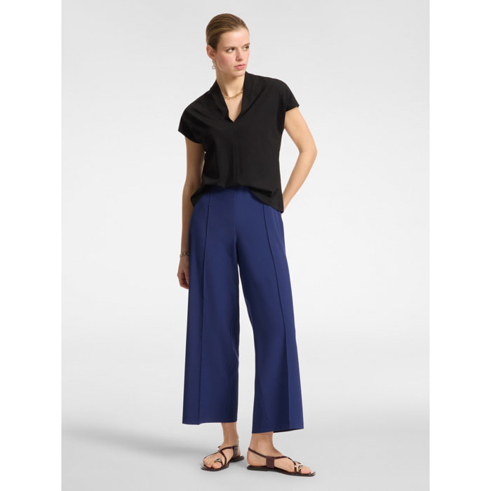 Elena Mirò - Pantalones rectos de tejido ligero - Azul