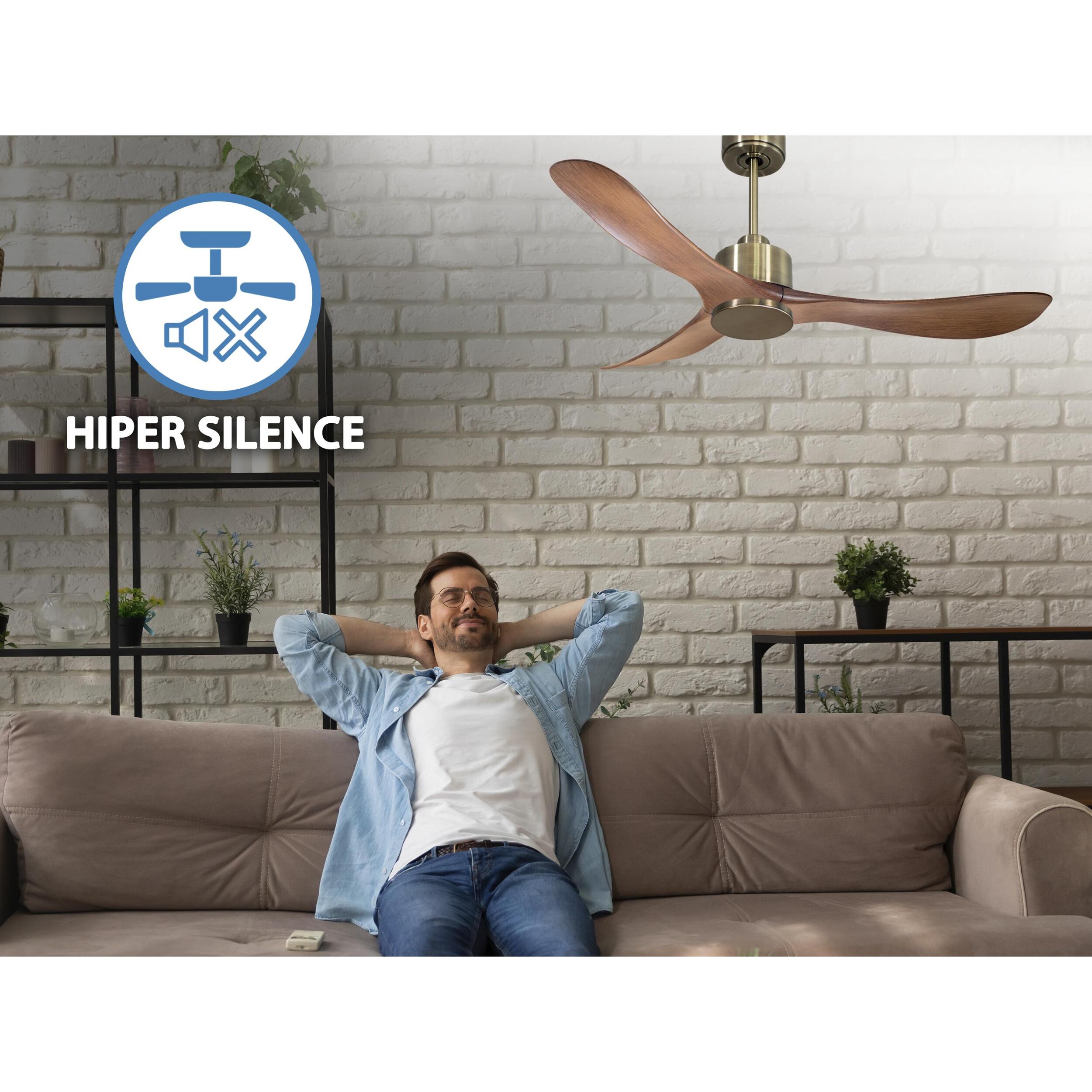 Ventilateur de plafond Réversible  Thermostat Wifi Moteur à courant continu Toits en pente Télécommande Hypersilence Mémoire