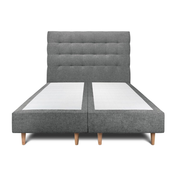 Lit avec tête de lit capitonnée tissu et sommier tapissier Ep20