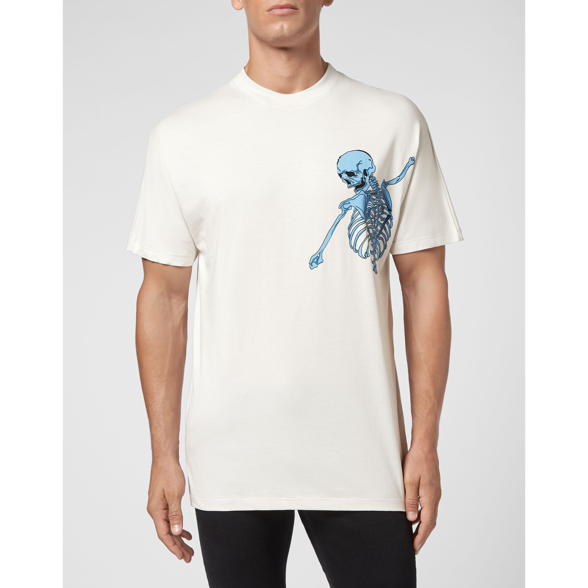 PHILIPP PLEIN Camiseta de cuello redondo y manga corta SKELETON
