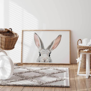 Affiche enfant lapin  Affiche + cadre en bois - Chêne
