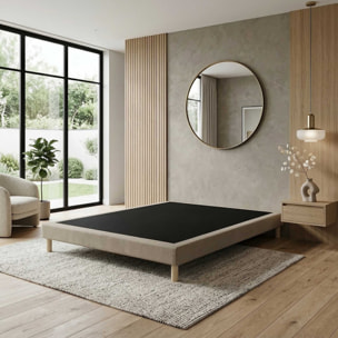 Sommier tapissier à lattes fixes taupe, couchage ferme, soutien optimal