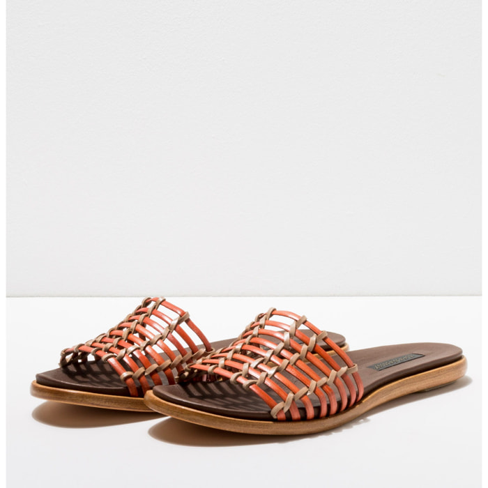 Sandalias S919 BRAIDED BROWN-CORAL / AURORA color Brown-coral