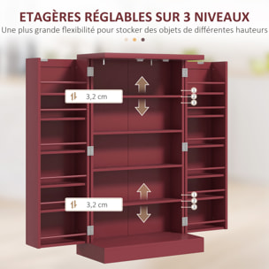 Armoire de cuisine 2 portes total 14 étagères - dim. 60L x 30l x 104H cm - MDF bordeaux
