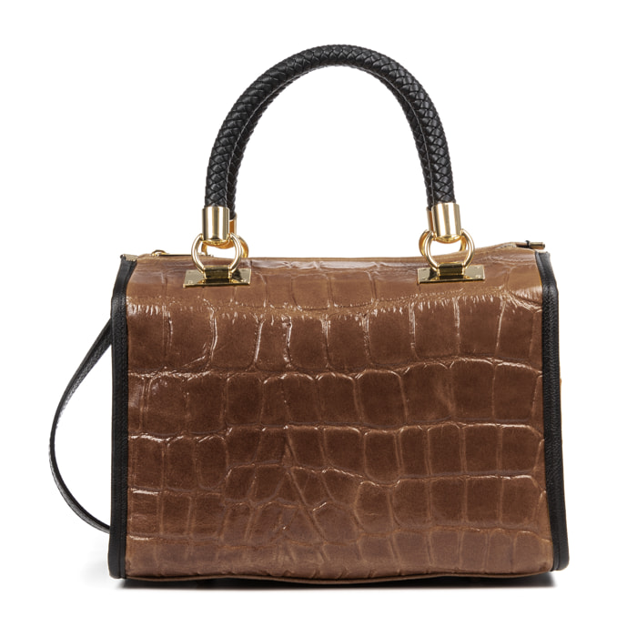 Catena Borsa tote Donna. Pelle autentica Camoscio Incisa Coccodrillo Grande.