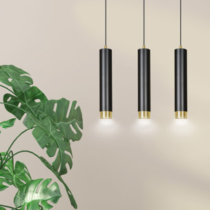 Lampada a sospensione KIBO in acciaio nero opaco e oro