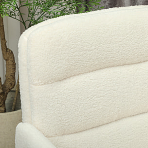 Chaise de bureau bouclette crème grand confort piètement acier noir