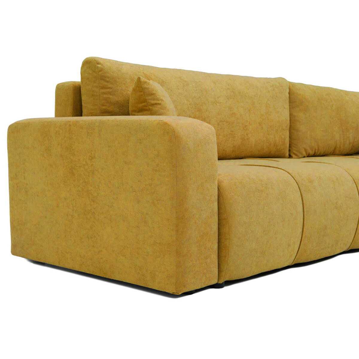 Nicole - Canapé d'angle réversible 5 places convertible avec coffre en tissu - Jaune