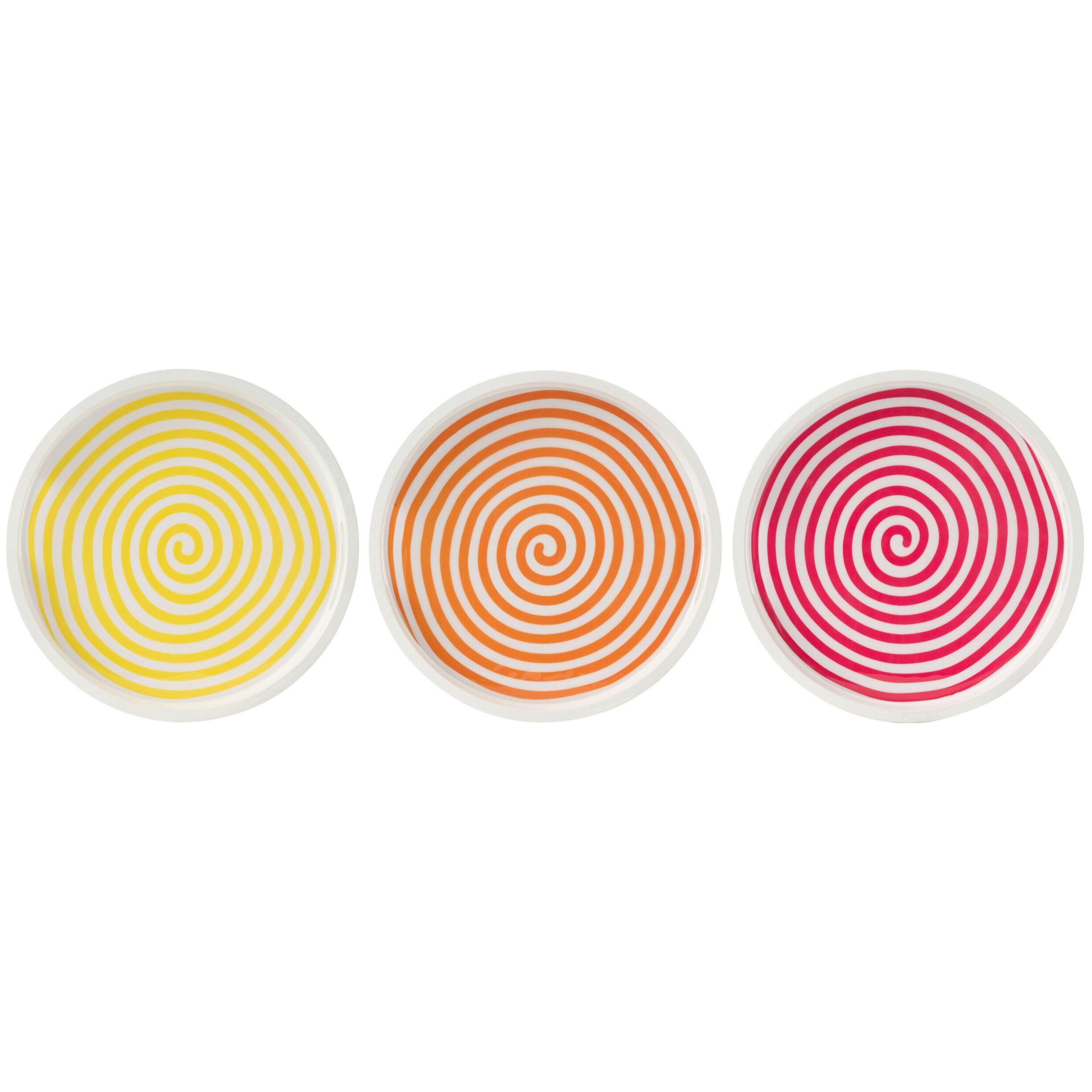 J-line plateau Rond - bois - rose/orange/jaune - 3 pcs