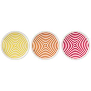 J-line plateau Rond - bois - rose/orange/jaune - 3 pcs