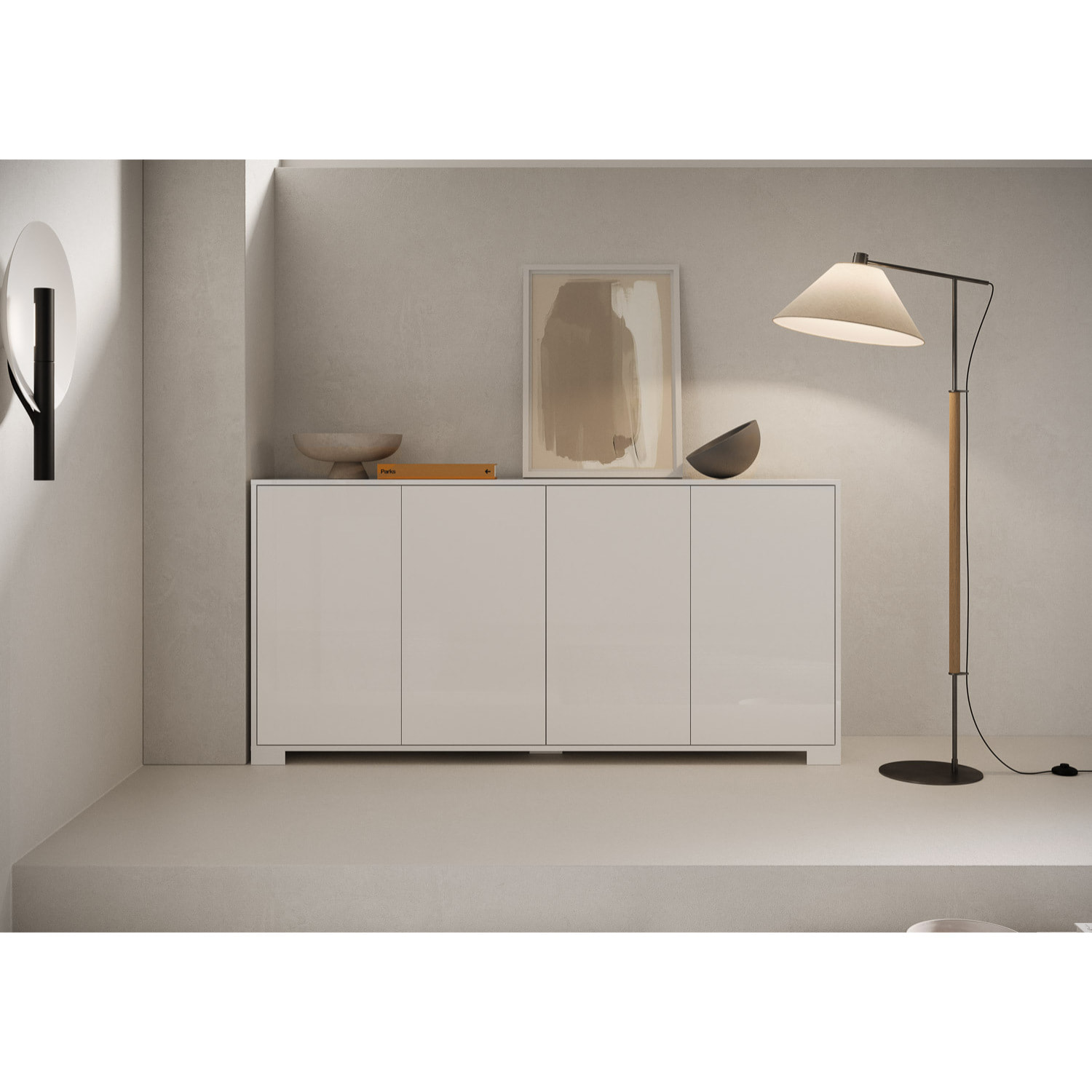Aparador bajo 4 puertas 172x40x83 Lumina blanco brillante