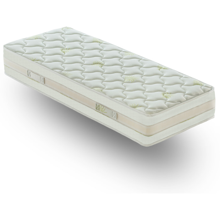 Materasso 90x190 Memory Foam - Altezza 25 cm - 9 Zone di comfort - Sfoderabile - RIvestimento Aloe Vera