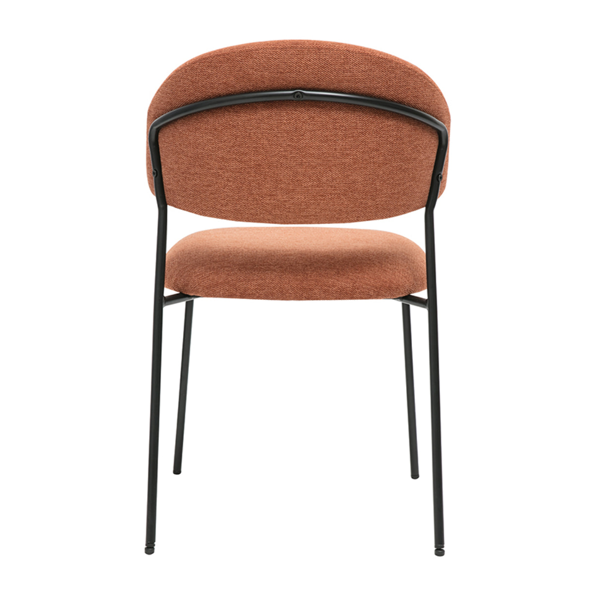 Chaises en tissu effet velours texturé terre brûlée et métal noir (lot de 2) BENTA