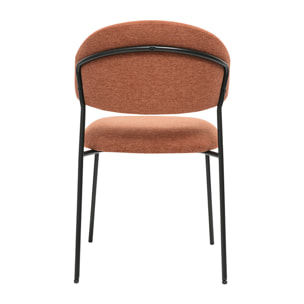 Chaises en tissu effet velours texturé terre brûlée et métal noir (lot de 2) BENTA