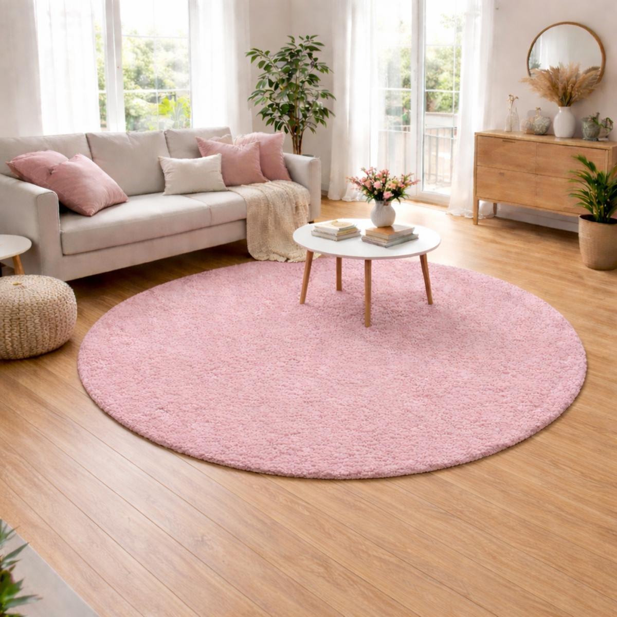 Tapis longs poils shaggy tissé motif uni TENI