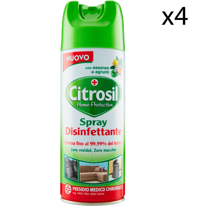 4x Citrosil Spray Disinfettante Superfici con Essenze di Agrumi Presidio Medico Chirurgico - 4 Flaconi da 300ml