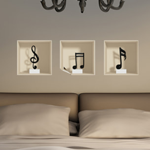 Stickers muraux 3D | Sticker Mural Autocollant effet 3D Notes de musique - Stickers adhésifs 3D Chambre Salon Trompe l'oeil