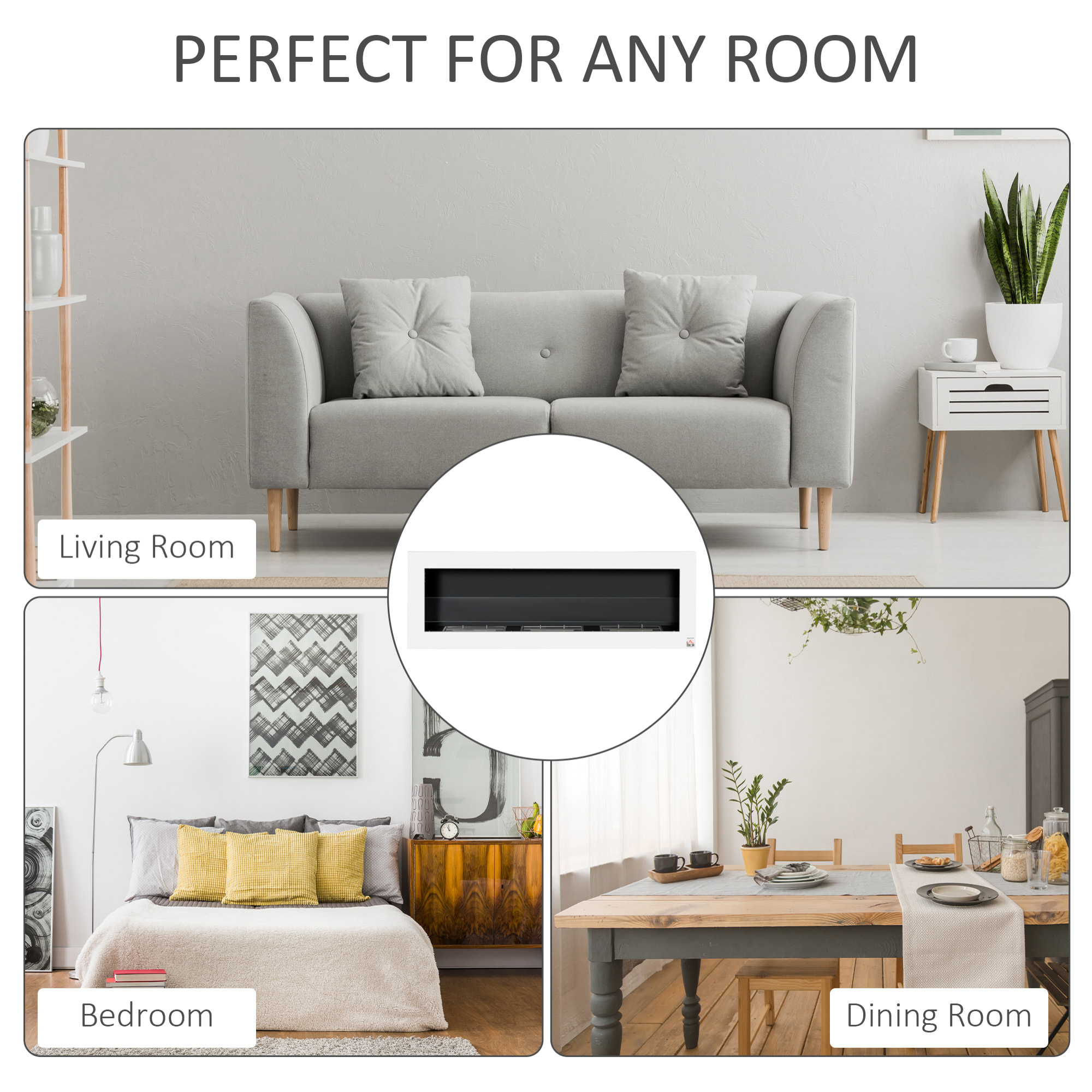 Cheminée bioéthanol murale design Bauhaus - triple brûleur 1 L - pare-feu verre trempé, kit fixation inclus - acier inox. acier dépoli blanc