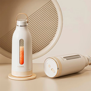 Batidora portátil con diseño de botella de 400ml con 10 cuchillas de acero y batería recargable de 1500mAh.