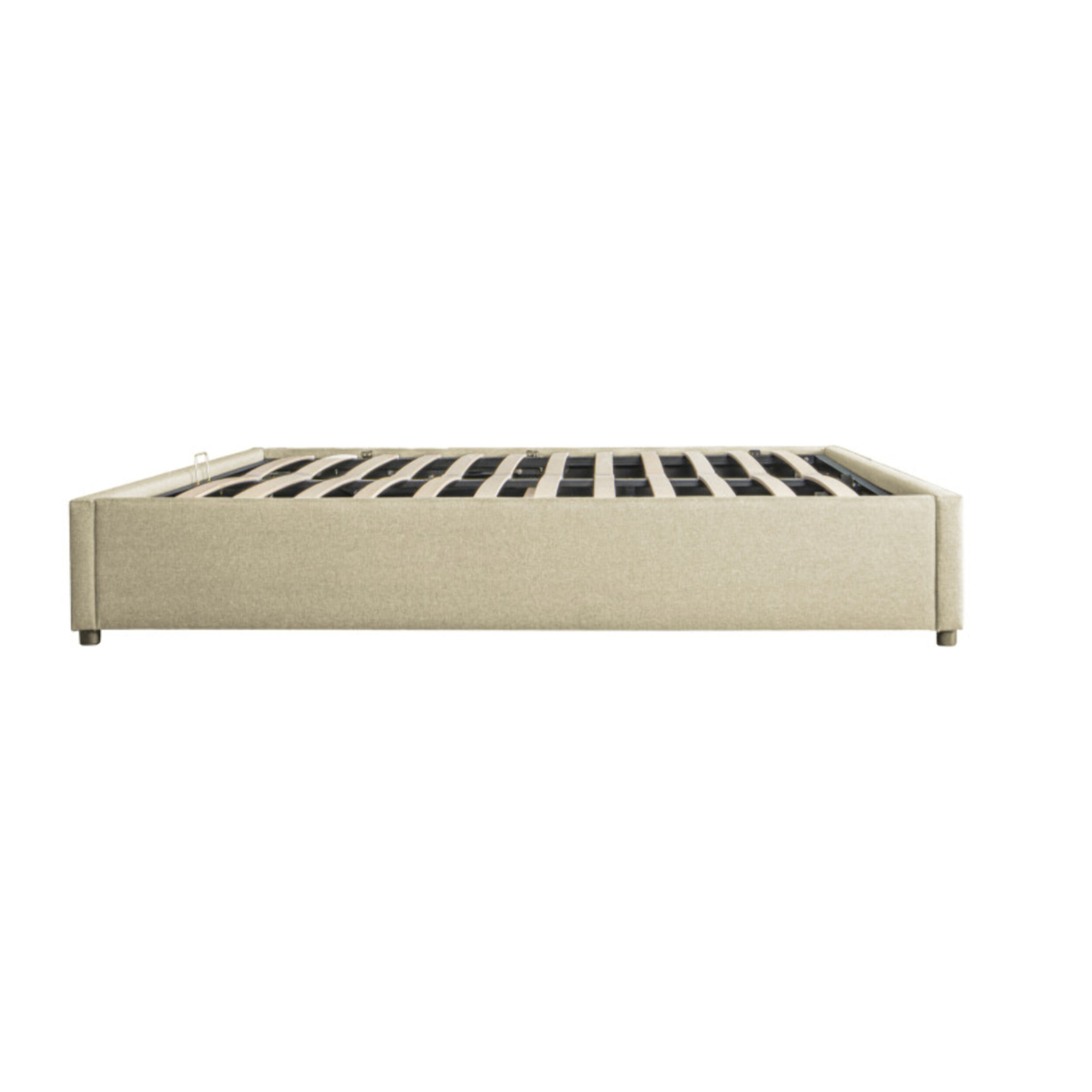 Lit coffre avec sommier Otto - Beige - Tissu