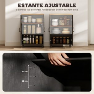 Aparador de 2 Puertas, Aparador de Salón Estrecho, Armario de Cocina con Estante Ajustable, para Cocina, Entrada, Dormitorio, 60x30x90 cm, Negro
