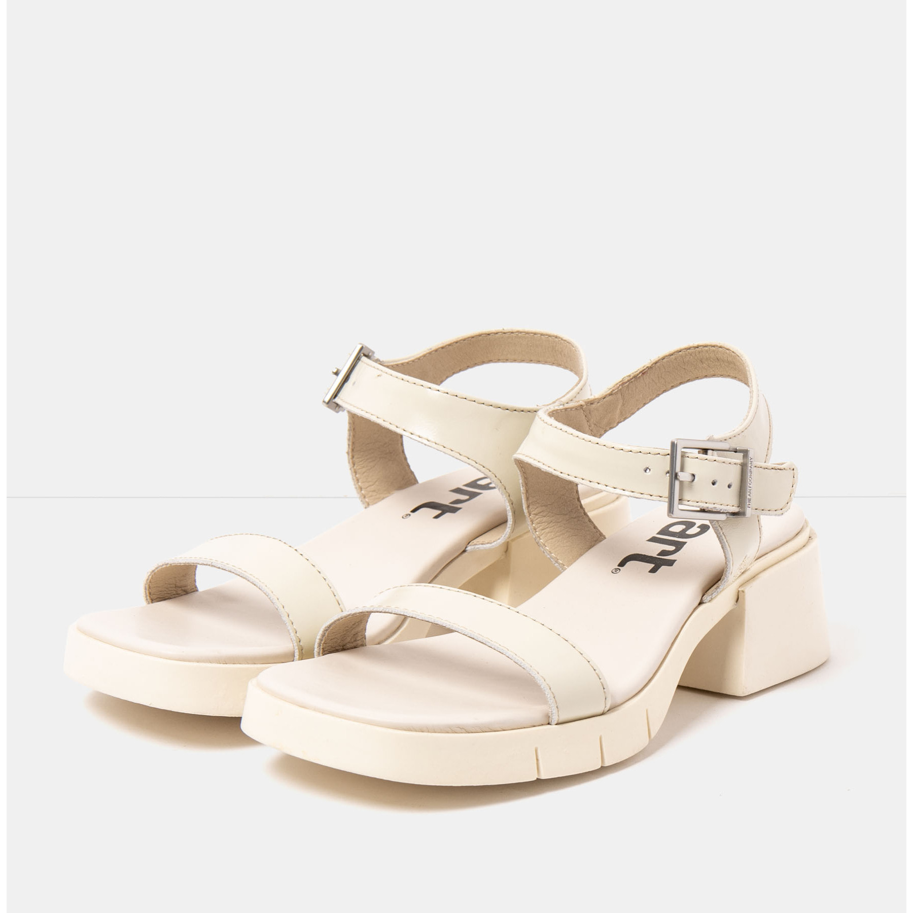 Sandalias con tacón 2060 NAPPA SHINNY CREAM / VARSOVIA color Cream