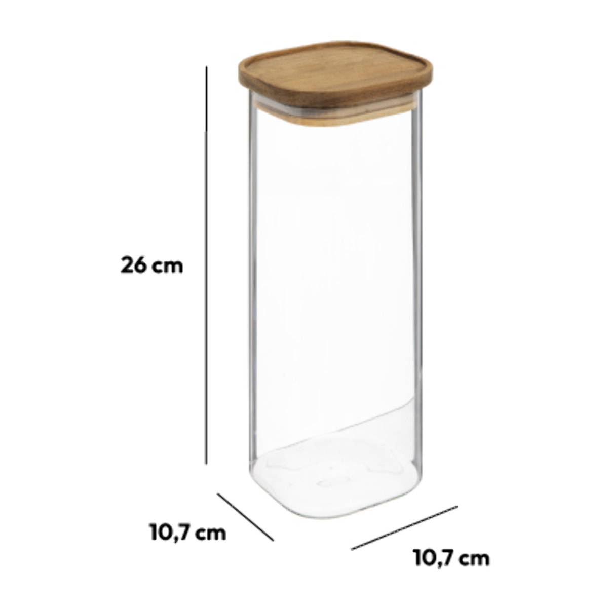 Bocal verre couvercle acacia 2L "Hermet"